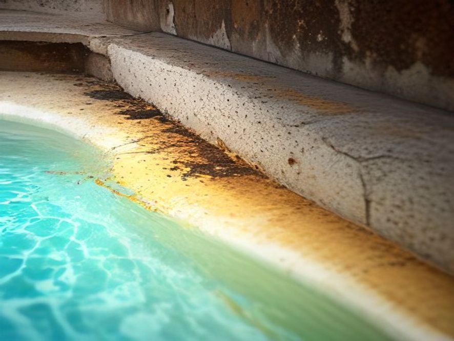 Stained pool interior surface